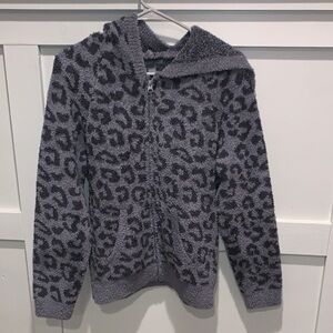 Barefoot Dreams CozyChic Barefoot in the Wild Zip Hoodie in Graphite/Carbon